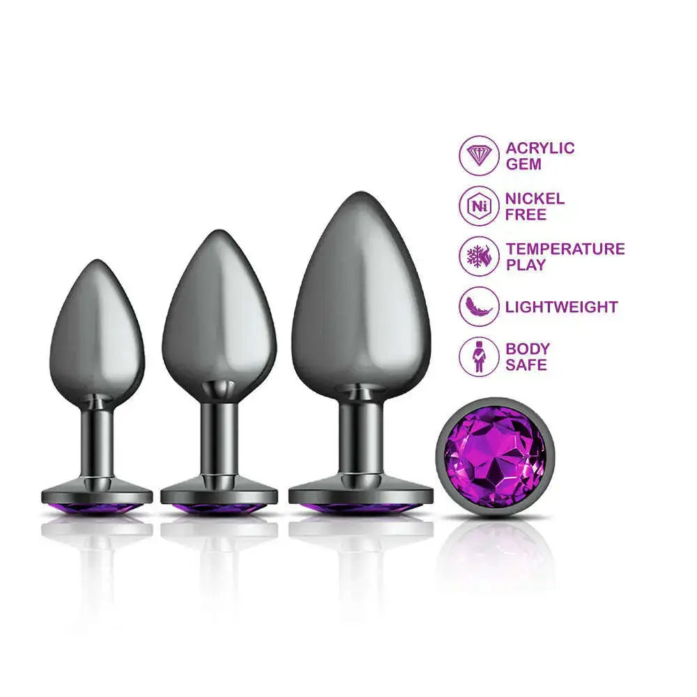 Cheeky-Charms-Metal-Butt-Plug-Gunmetal-Round-Anal-Trainer-Kit-Viben-334889481