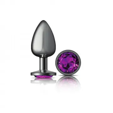 Cheeky Charms Round Purple Large Gunmetal Butt Plug Viben