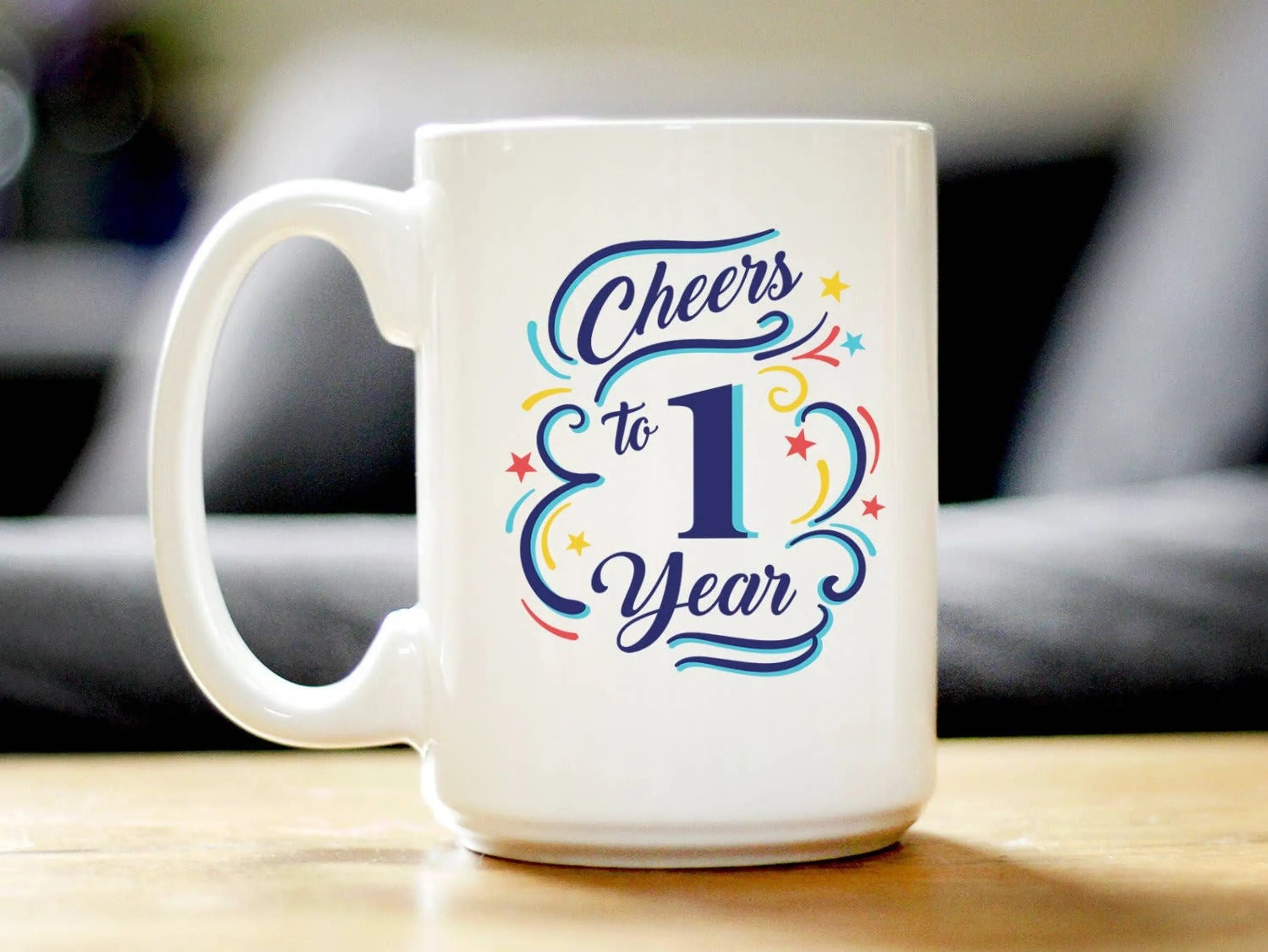 Cheers 1 Year Coffee Mug - 1st Anniversary Gifts and Decor Bevvee