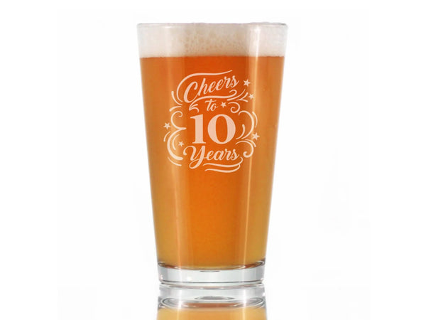 Cheers 10  Pint Glass for Beer - 10th Anniversary Gifts Bevvee