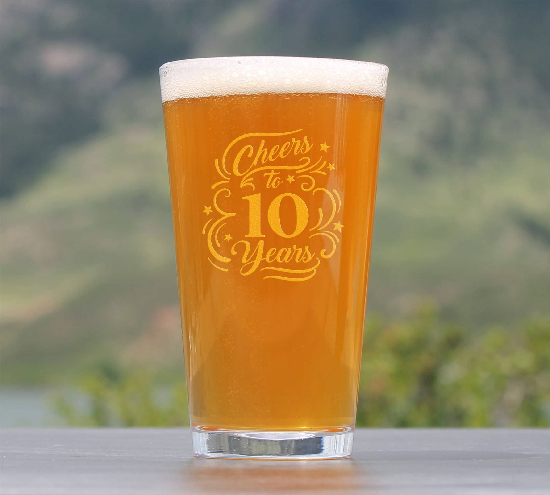 Cheers 10  Pint Glass for Beer - 10th Anniversary Gifts Bevvee