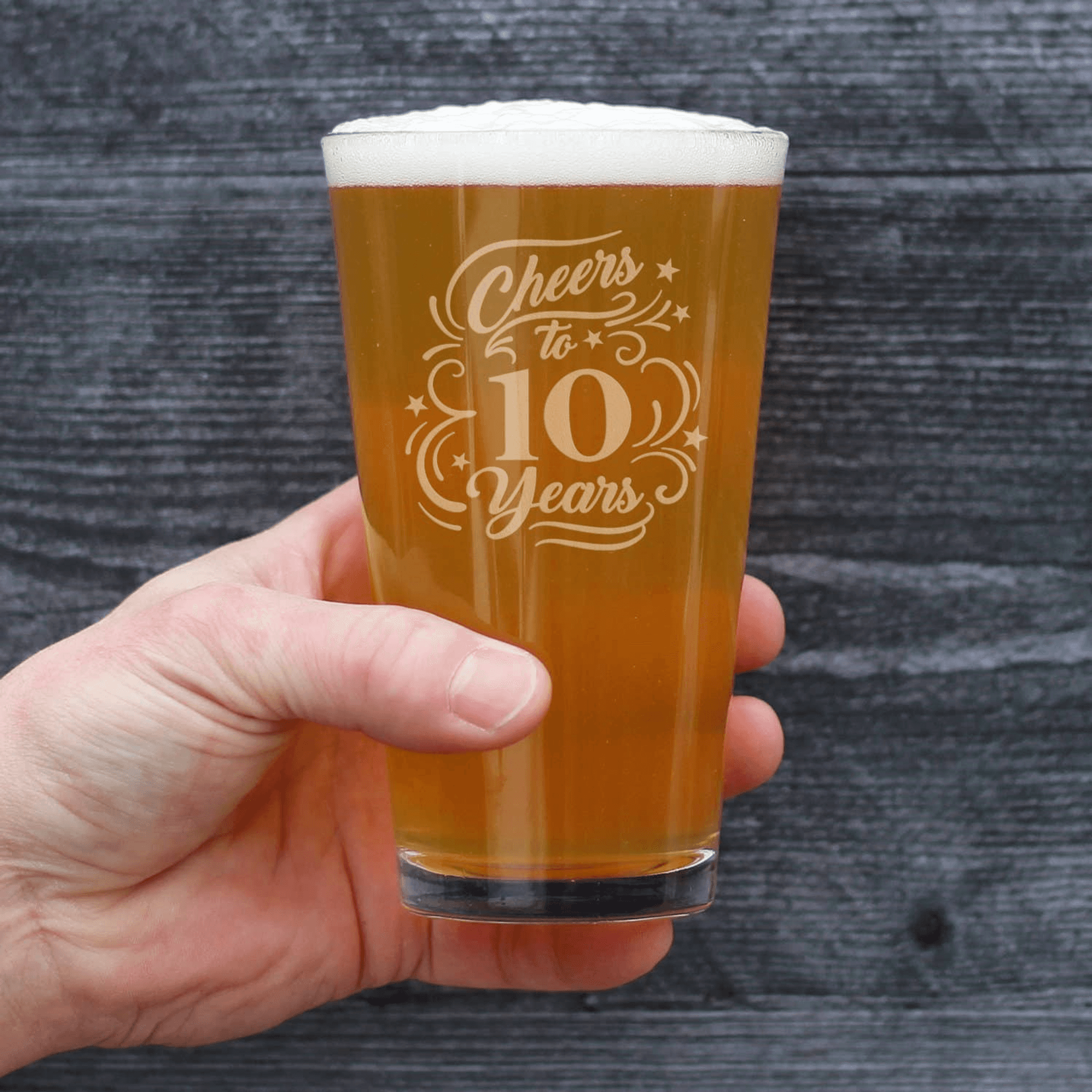 Cheers 10  Pint Glass for Beer - 10th Anniversary Gifts Bevvee