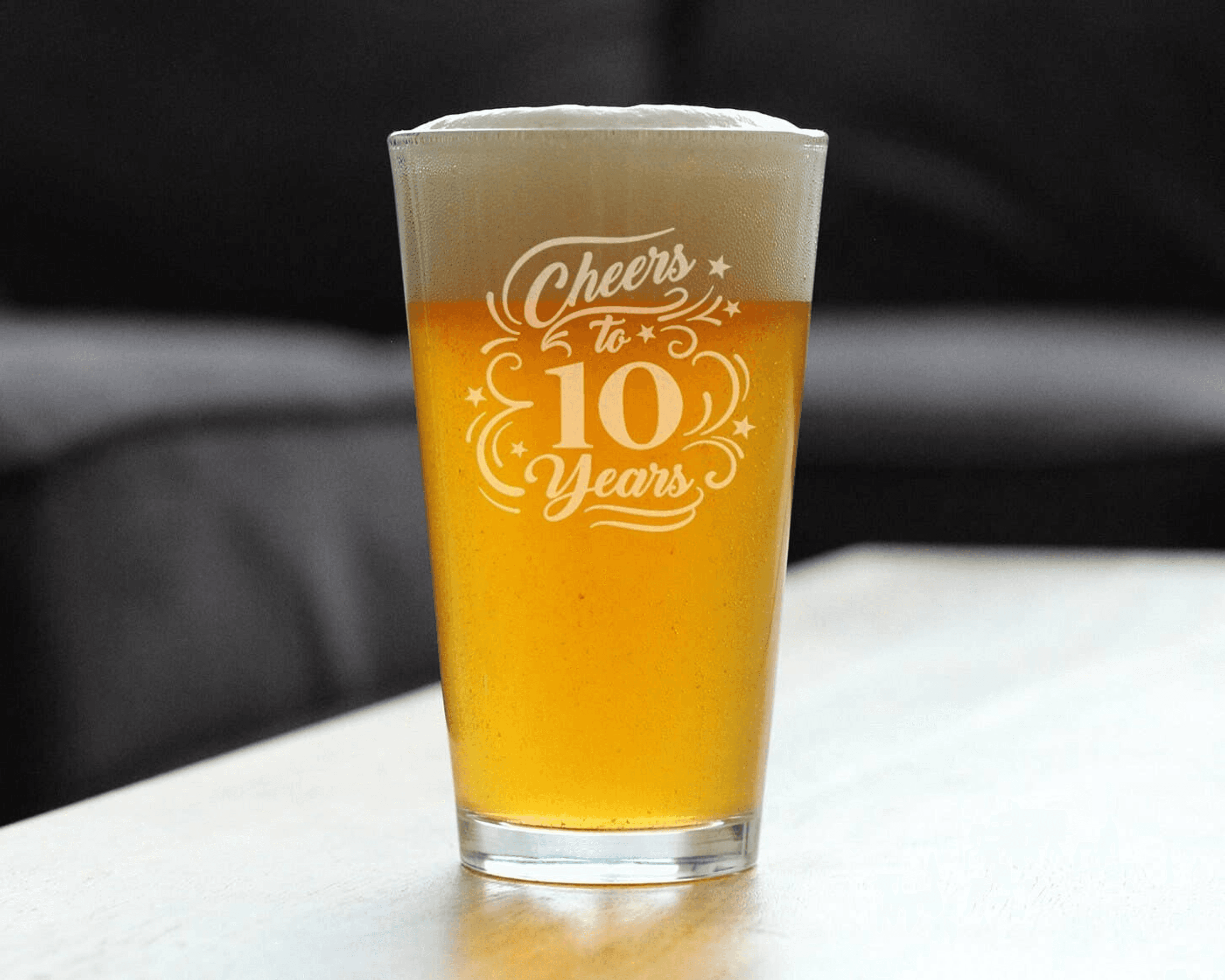 Cheers 10  Pint Glass for Beer - 10th Anniversary Gifts Bevvee