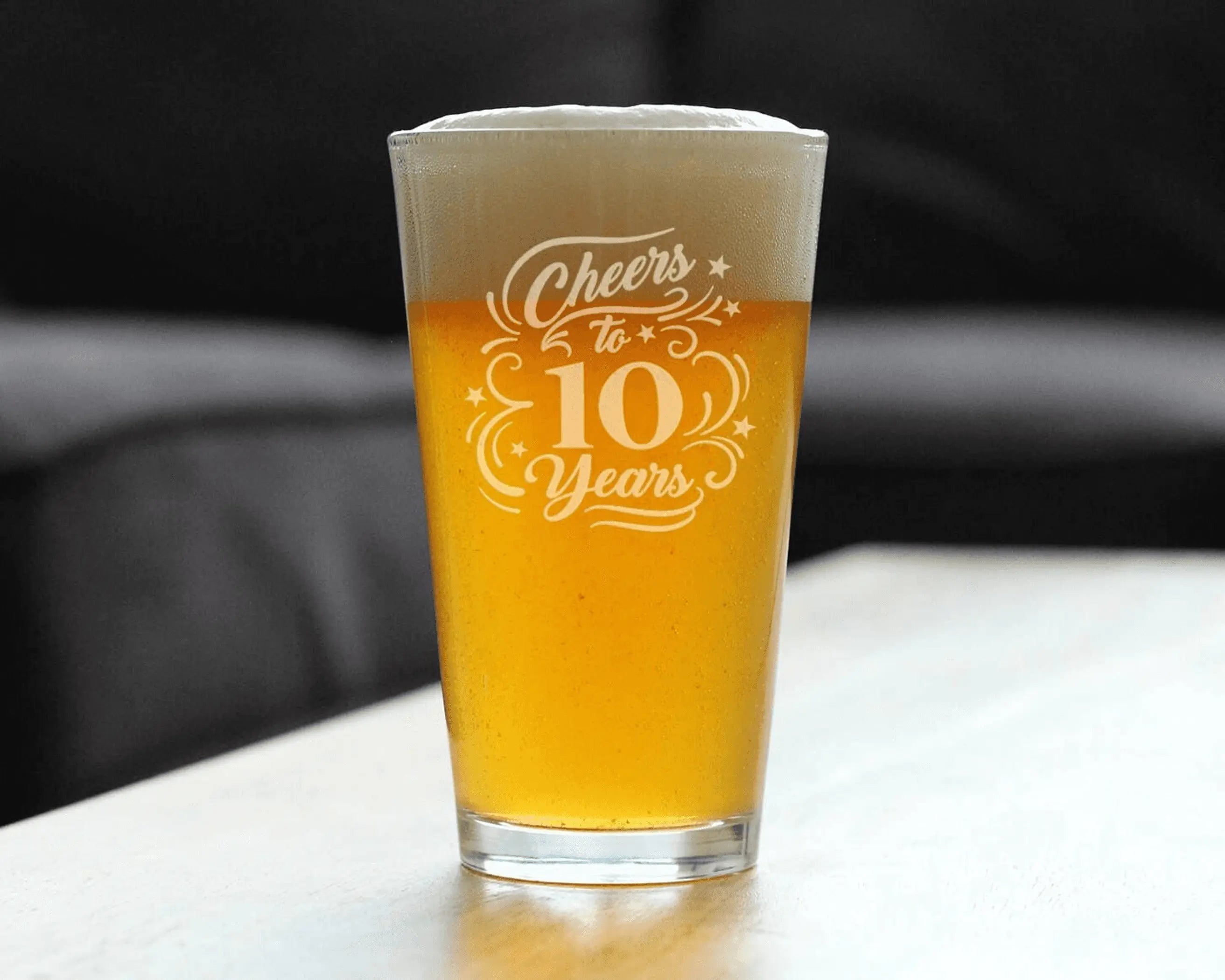 Cheers 10  Pint Glass for Beer - 10th Anniversary Gifts Bevvee