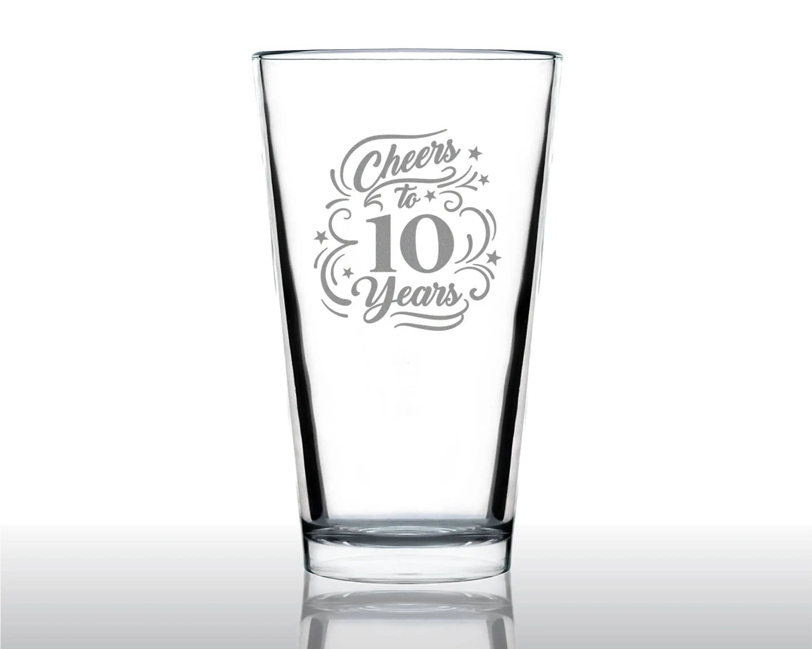 Cheers 10  Pint Glass for Beer - 10th Anniversary Gifts Bevvee