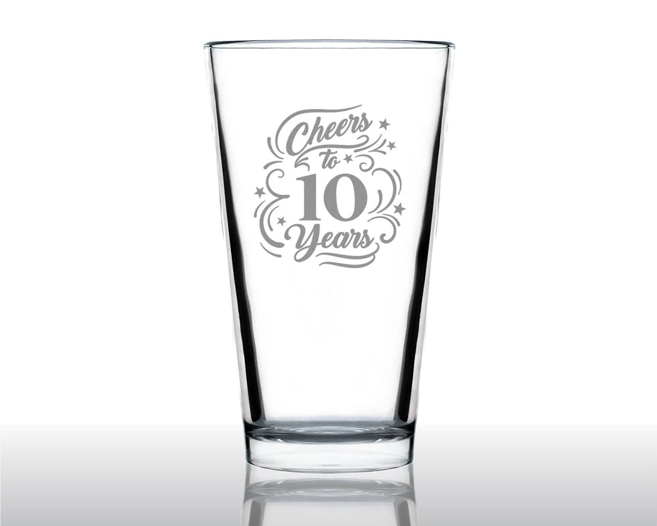 Cheers 10  Pint Glass for Beer - 10th Anniversary Gifts Bevvee