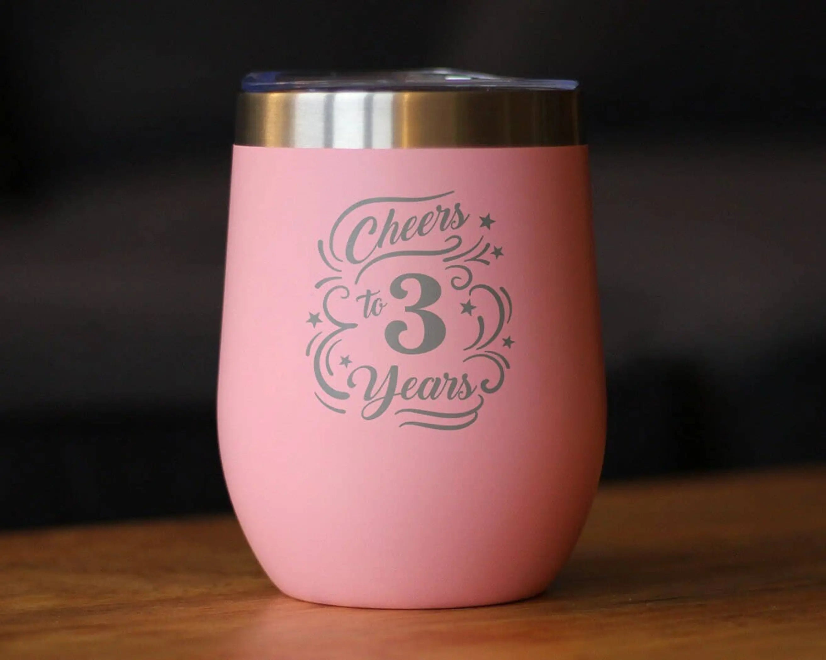 Cheers 3  Insulated Wine Tumbler - 3rd Anniversary Gifts Bevvee