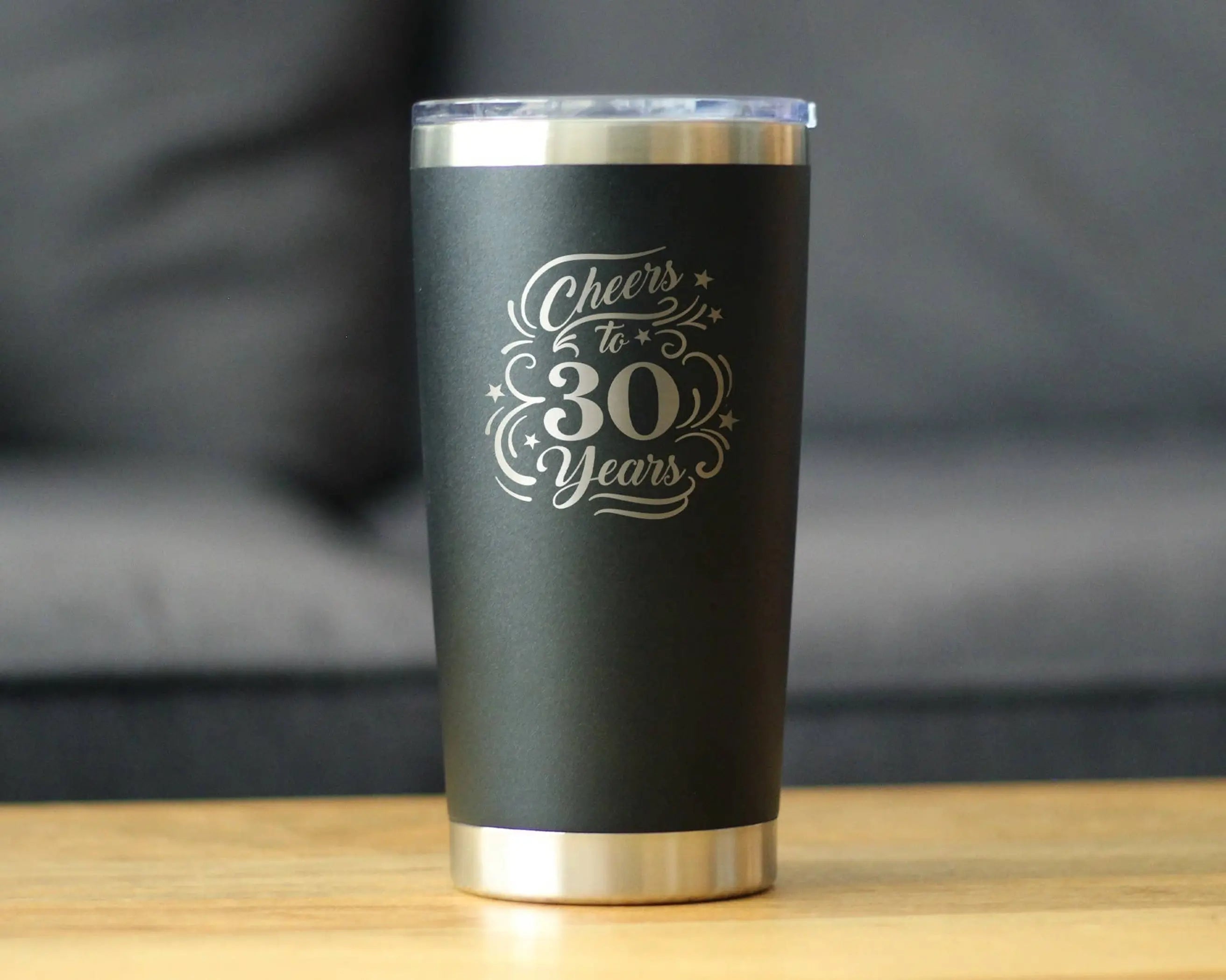 Cheers 30  Insulated Travel Tumbler - 30th Anniversary Gifts Bevvee