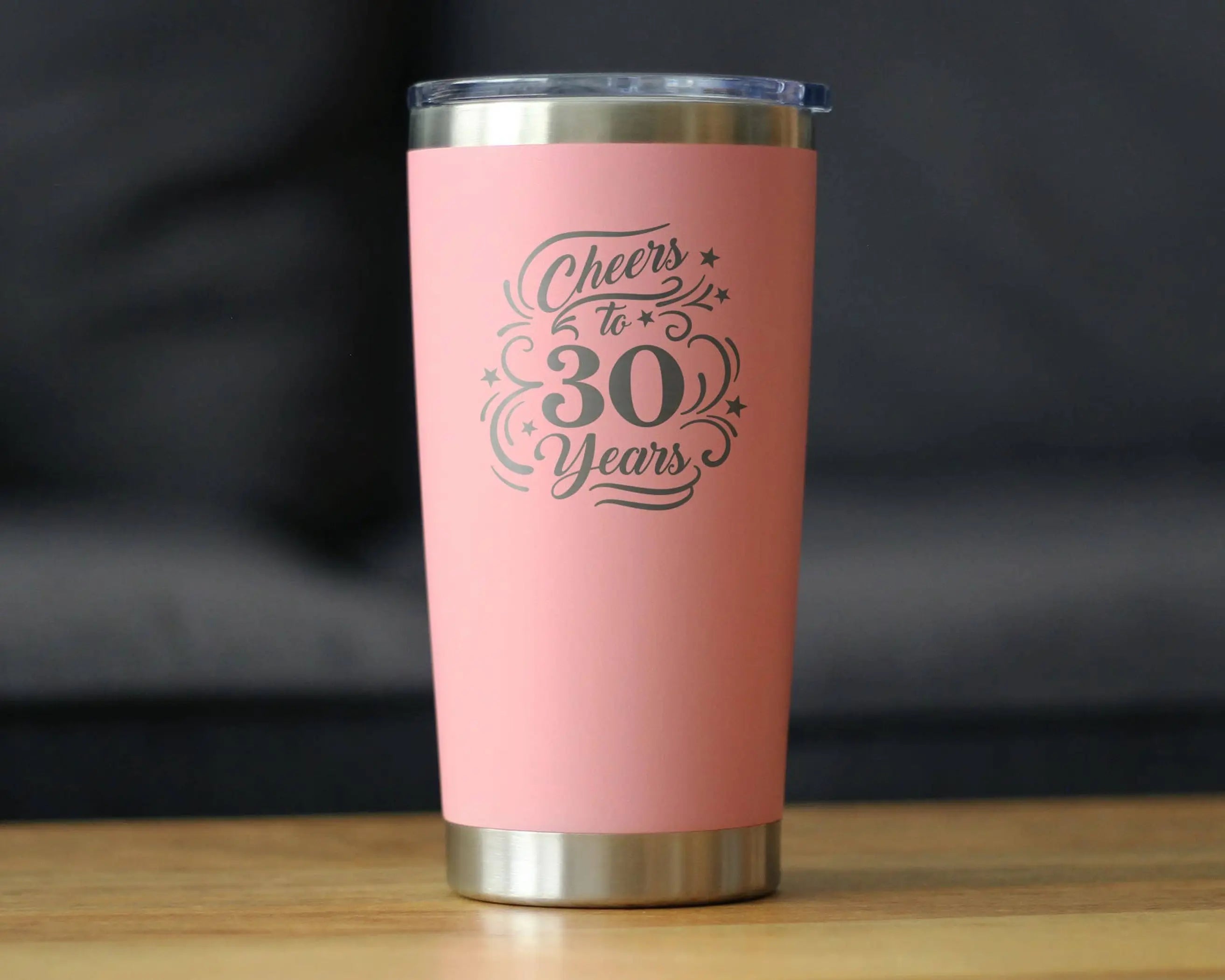 Cheers 30  Insulated Travel Tumbler - 30th Anniversary Gifts Bevvee