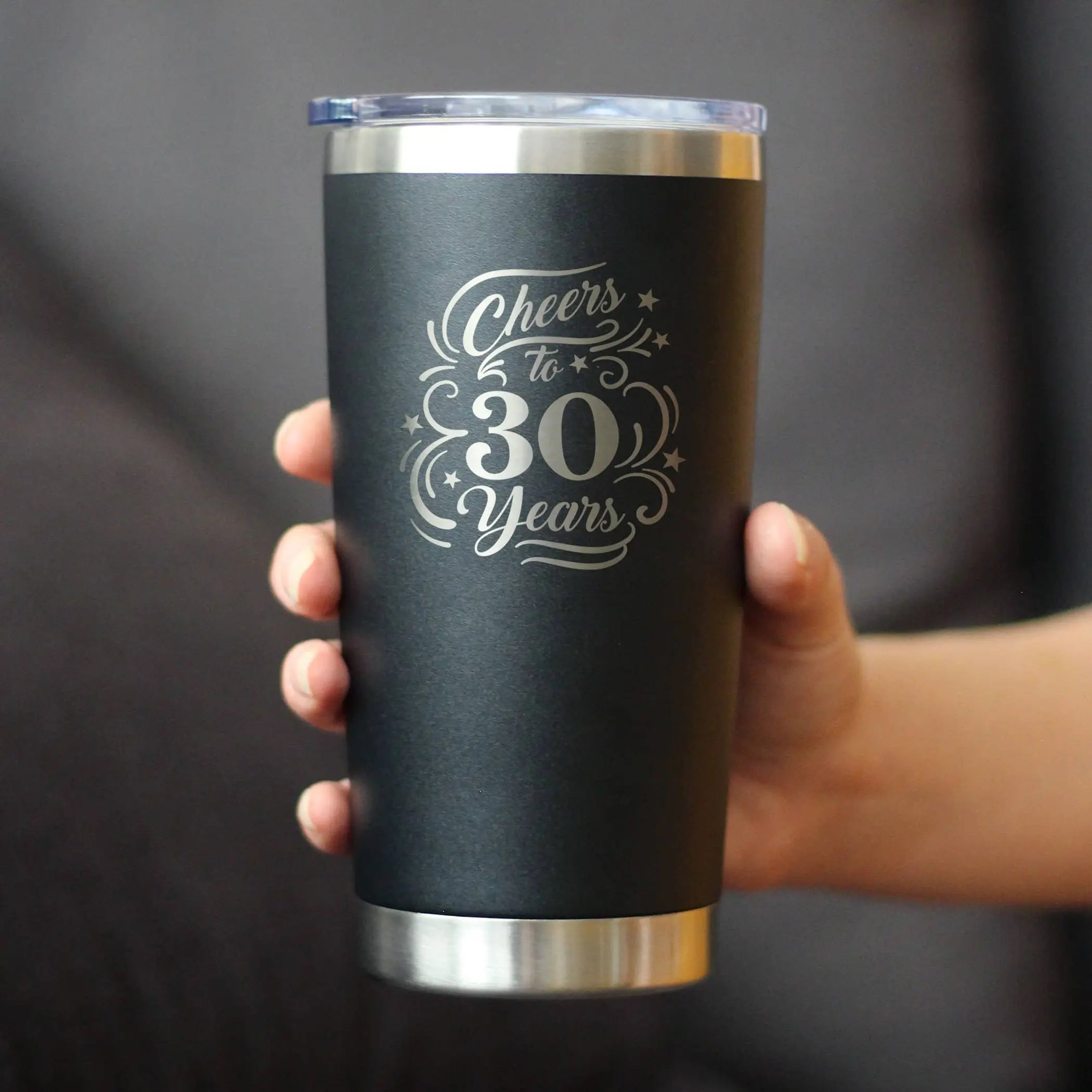 Cheers 30  Insulated Travel Tumbler - 30th Anniversary Gifts Bevvee
