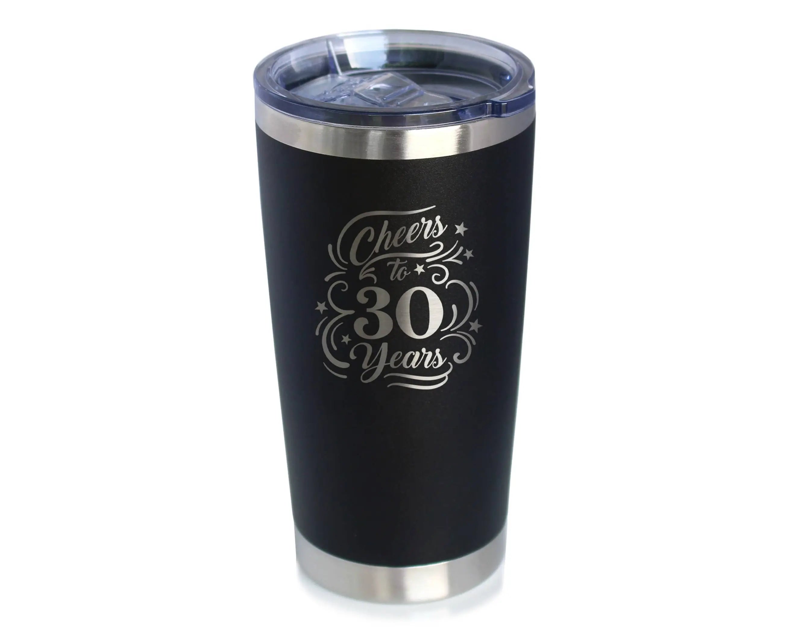 Cheers 30  Insulated Travel Tumbler - 30th Anniversary Gifts Bevvee