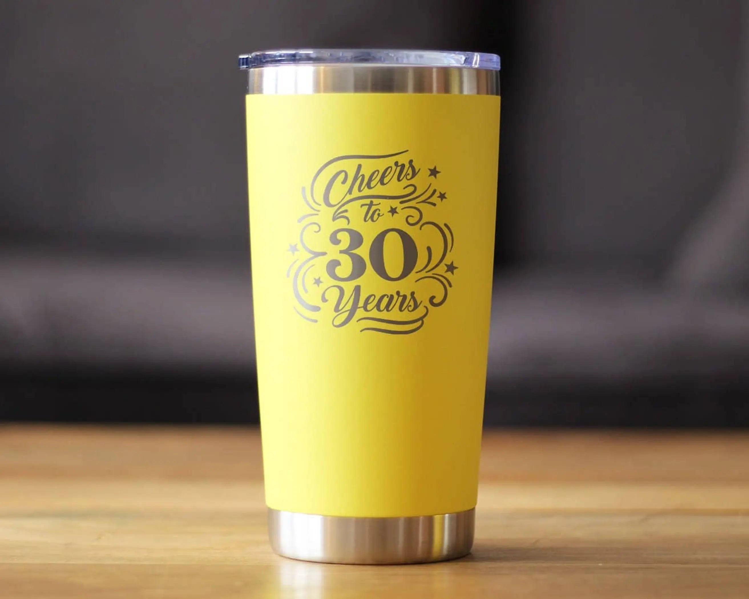 Cheers 30  Insulated Travel Tumbler - 30th Anniversary Gifts Bevvee