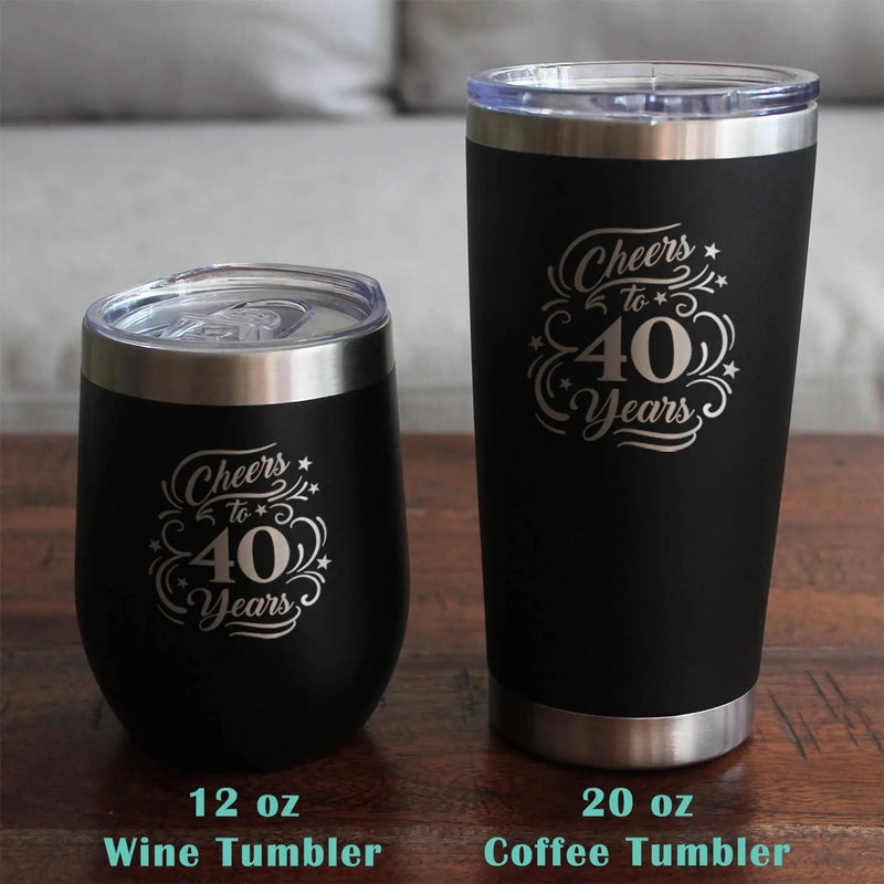 Cheers 40  Stemless Wine Glass - 40th Anniversary Gifts Bevvee
