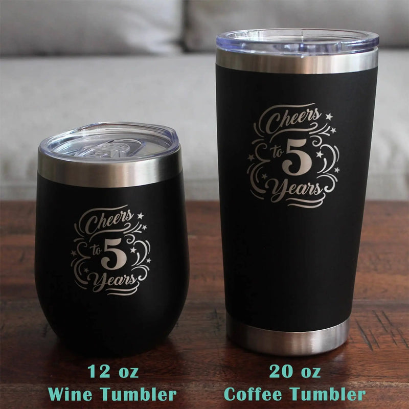 Cheers 5  Stemless Wine Glass - 5th Anniversary Gifts Bevvee
