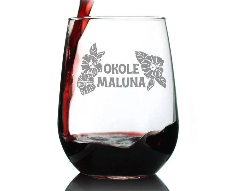 Cheers Hawaiian Okole Maluna Stemless Wine Glass Hawaii Gift Bevvee