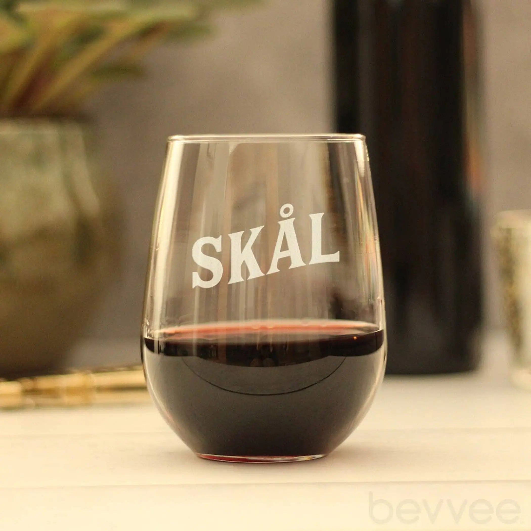 Cheers Norwegian Skal Stemless Wine Glass - Norway Gifts Bevvee