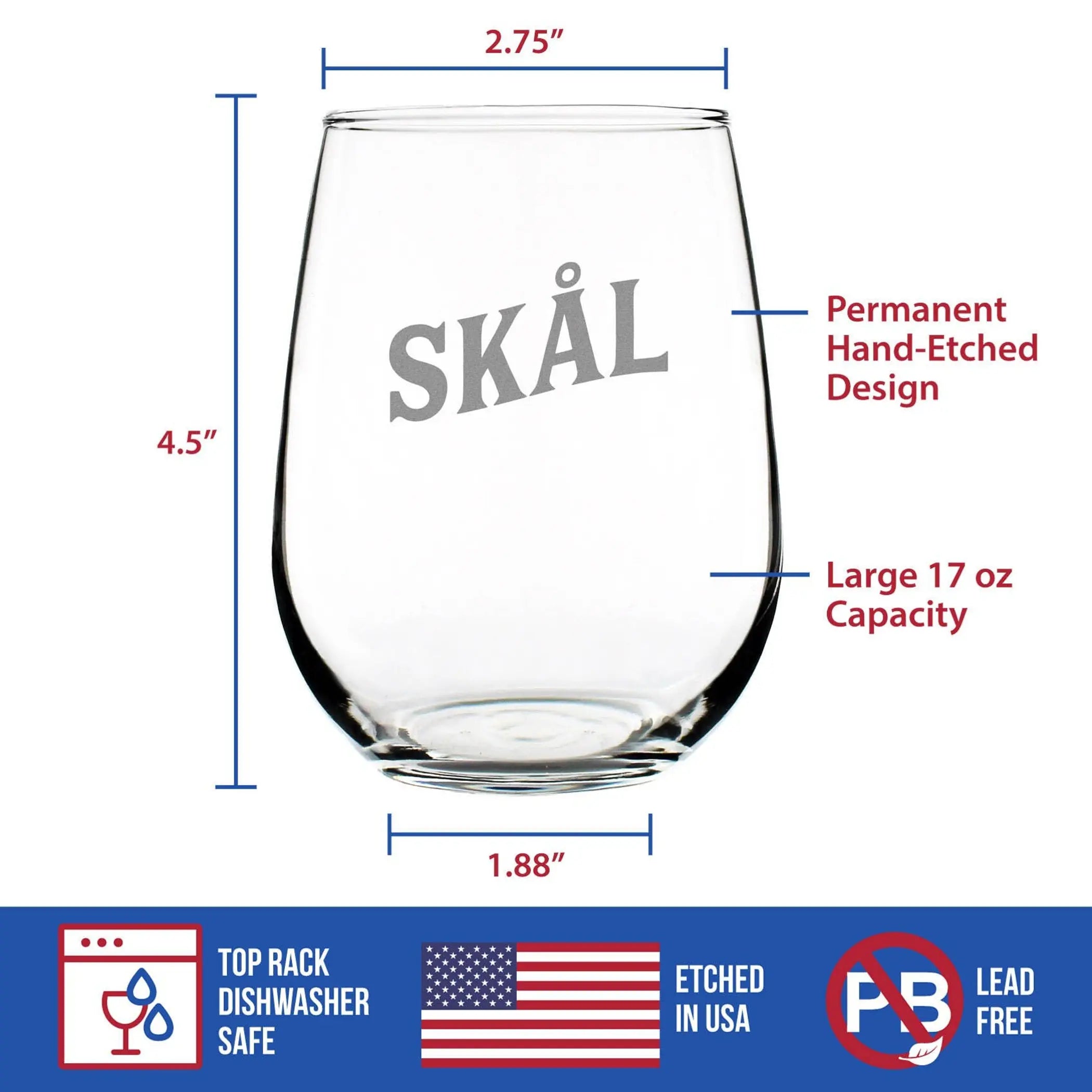 Cheers Norwegian Skal Stemless Wine Glass - Norway Gifts Bevvee