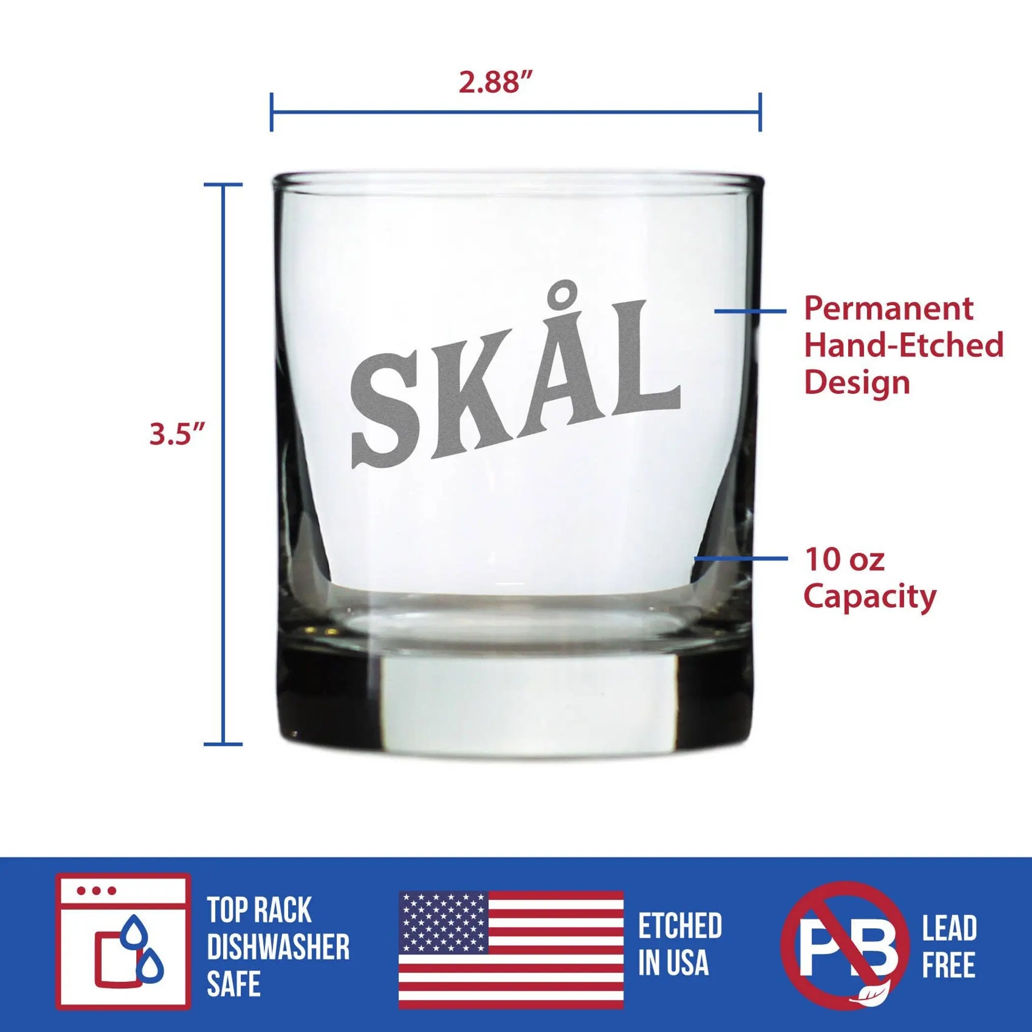 Cheers Norwegian Skal Whiskey Rocks Glass - Norway Gifts Bevvee