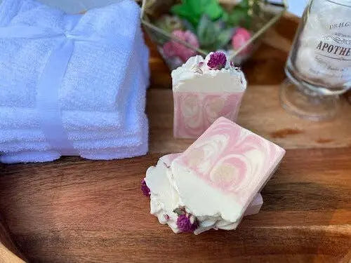 Cherry Bomb Cold Process Soap with Flower Embed Berry Clean Soaps