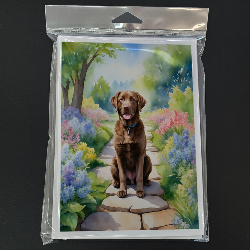 Chesapeake Bay Retriever Spring Path Greeting Cards Pack of 8 Caroline's Treasures