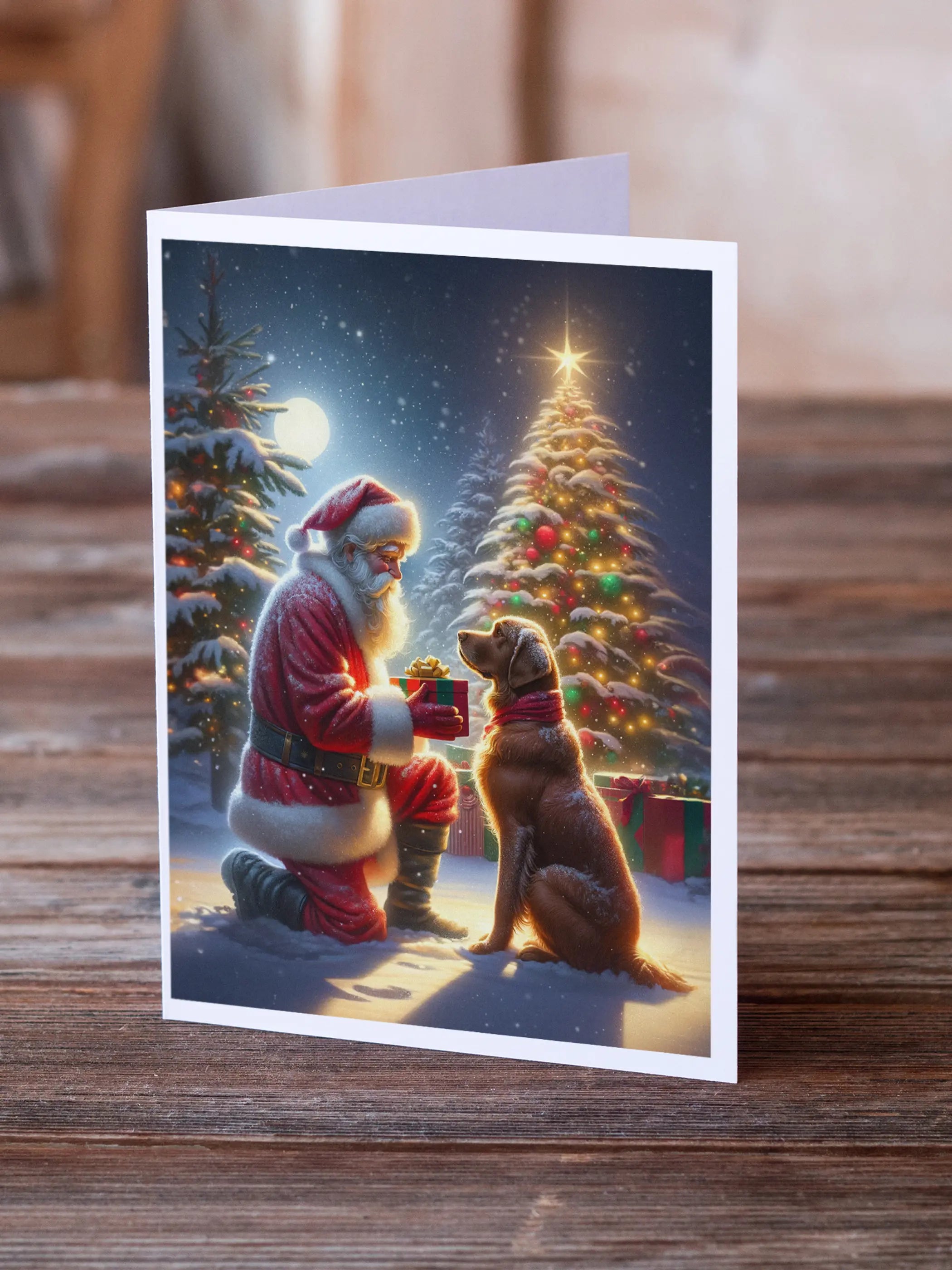 Chesapeake Bay Retriever and Santa Claus Greeting Cards Pack of 8 Caroline's Treasures