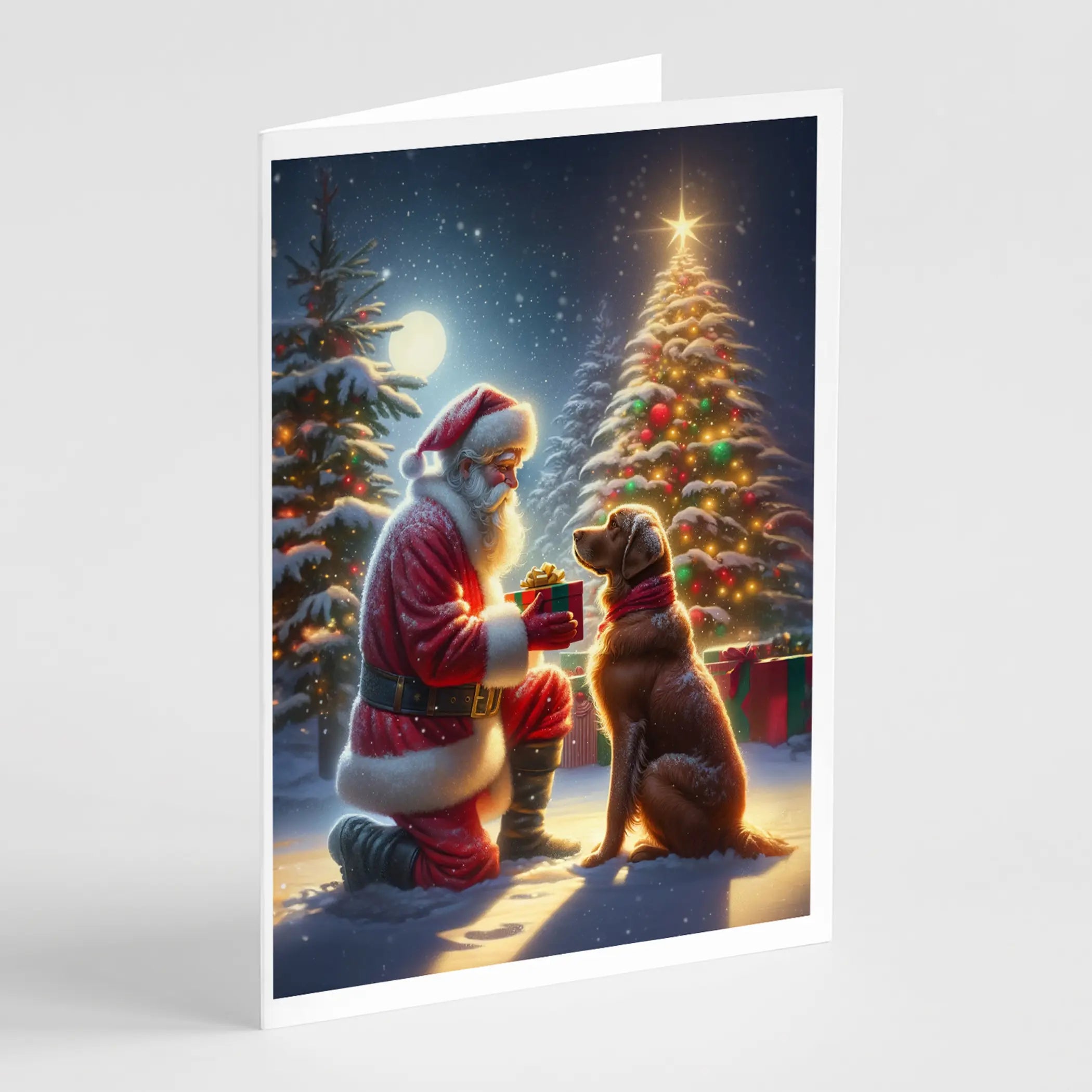 Chesapeake Bay Retriever and Santa Claus Greeting Cards Pack of 8 Caroline's Treasures