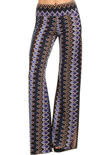 Chevron Print Banded Waist Palazzo Pants SurelyMine