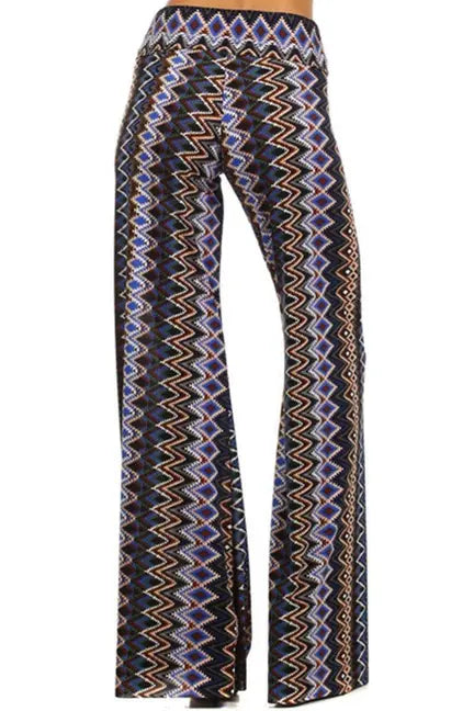 Chevron Print Banded Waist Palazzo Pants SurelyMine