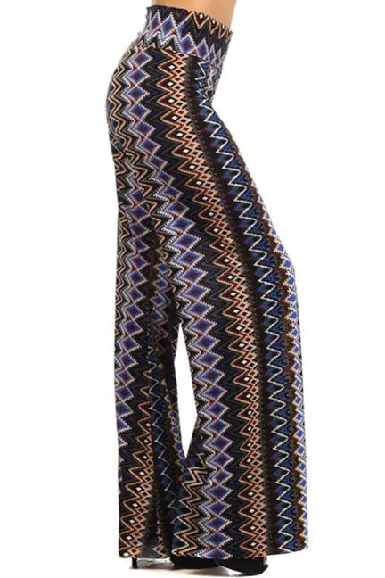 Chevron Print Banded Waist Palazzo Pants SurelyMine