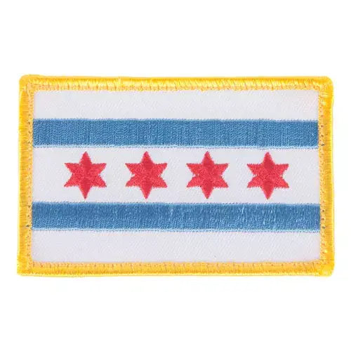 Chicago Flag Patch - Gold Merrow Border - 6 Pack Fox Outdoor