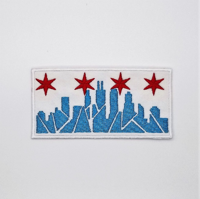 Chicago Skyline Iron On Embroidered Patch Black Cat Bazaar