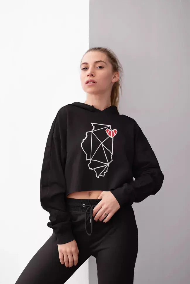 Chicago, IL Crop Hoodie Black Cat Bazaar