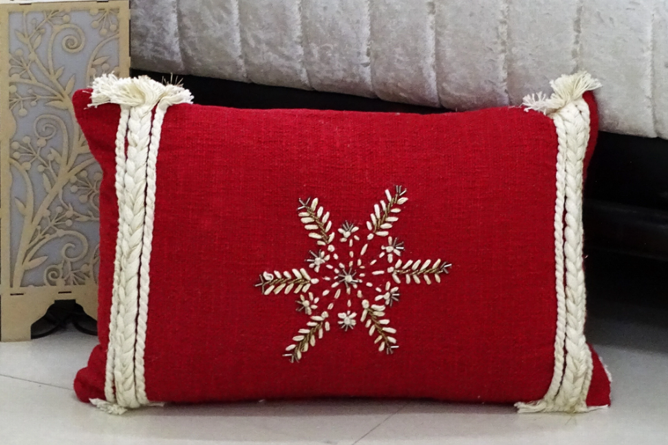 Chicos Home 14" x 20" Red Christmas Throw Pillow for sofa-Snowflake Classy R Us LLC