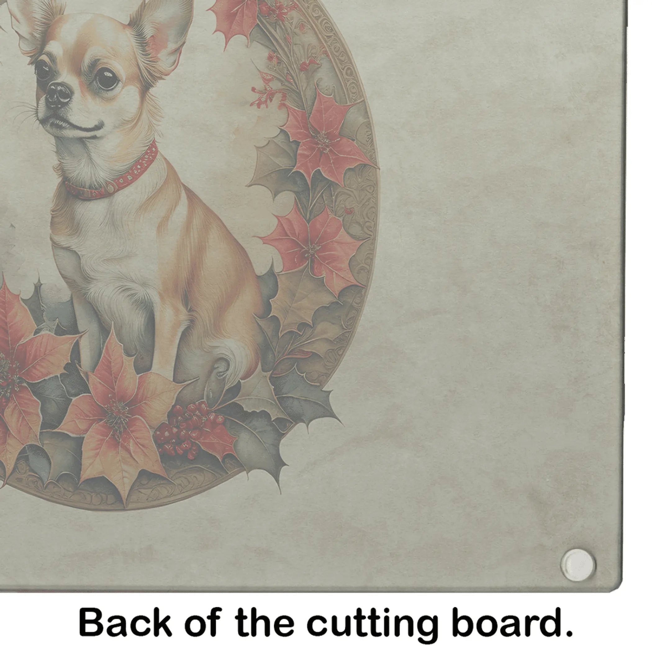 Chihuahua Christmas Flowers Glass Cutting Board Caroline's Treasures