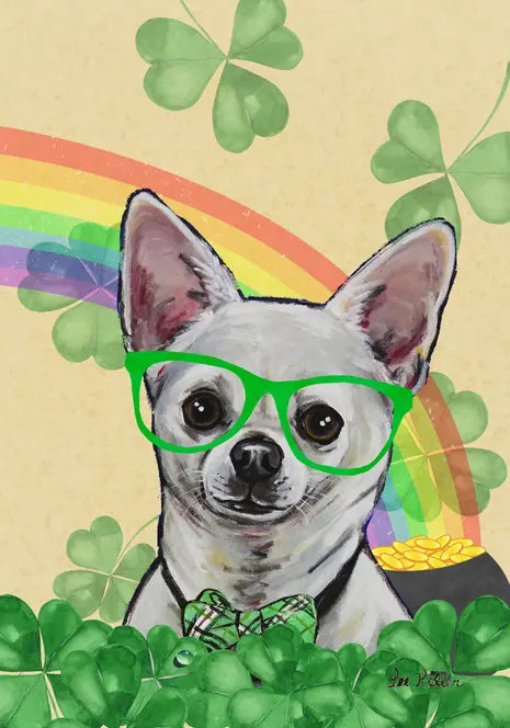 Chihuahua - Hippie Hound Studios Saint Patricks Day  House and Garden Flags Best of Breed