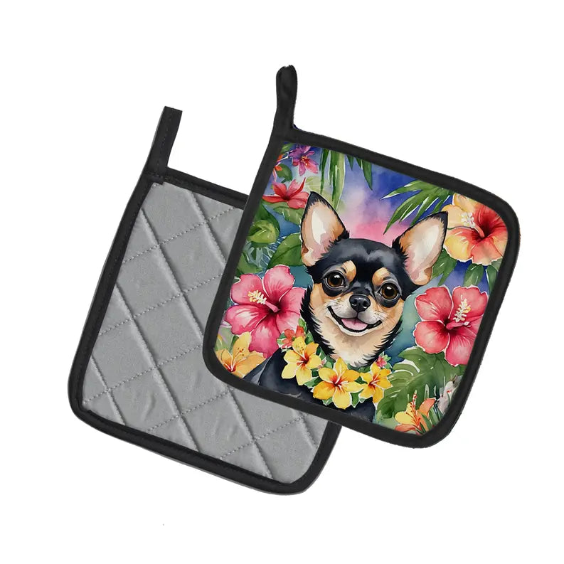 Chihuahua Luau Pair of Pot Holders Caroline's Treasures
