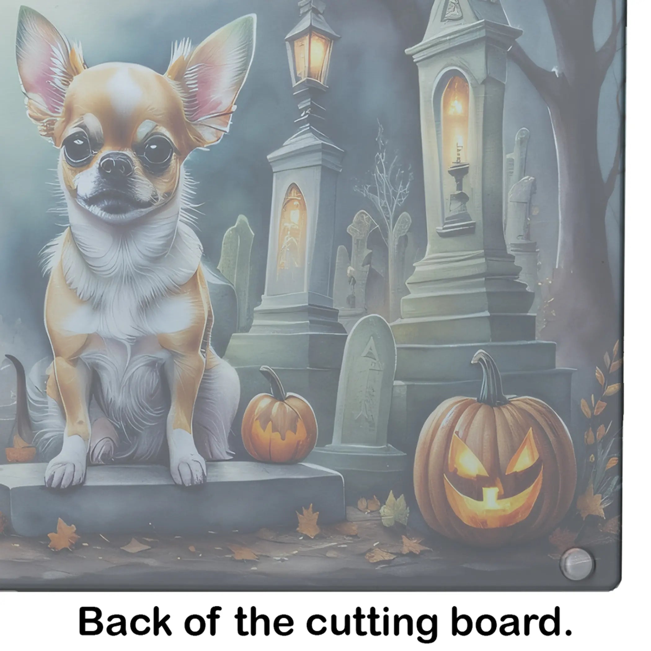 Chihuahua Spooky Halloween Glass Cutting Board Caroline's Treasures