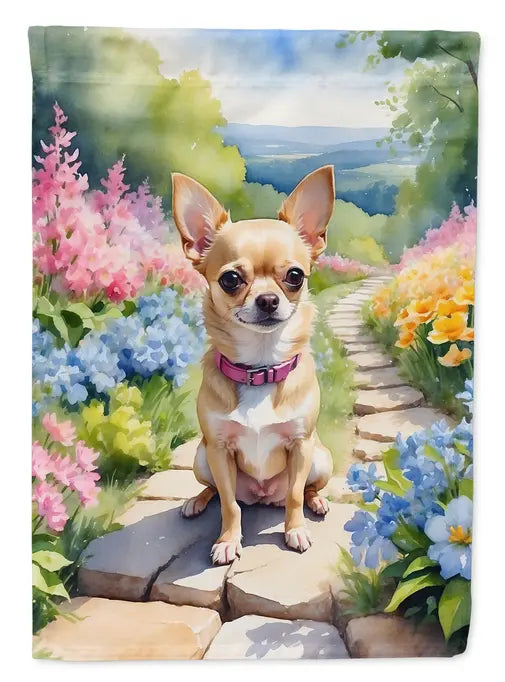 Chihuahua Spring Path Garden Flag Caroline's Treasures