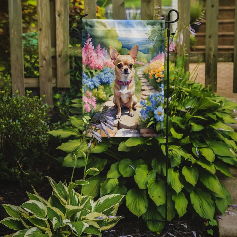 Chihuahua Spring Path Garden Flag Caroline's Treasures