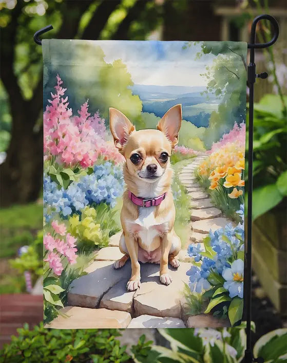 Chihuahua Spring Path Garden Flag Caroline's Treasures
