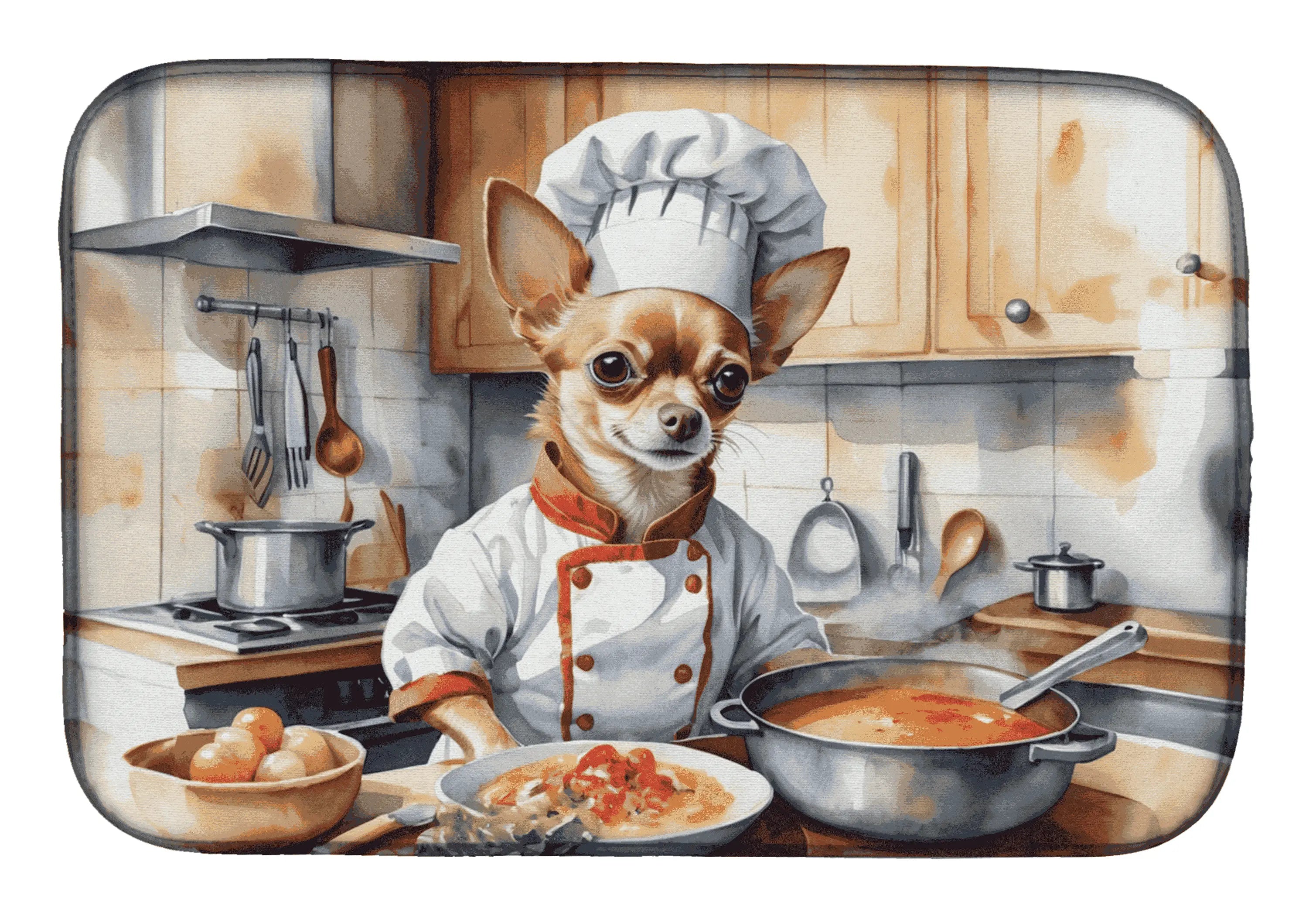 Chihuahua The Chef Dish Drying Mat Caroline's Treasures