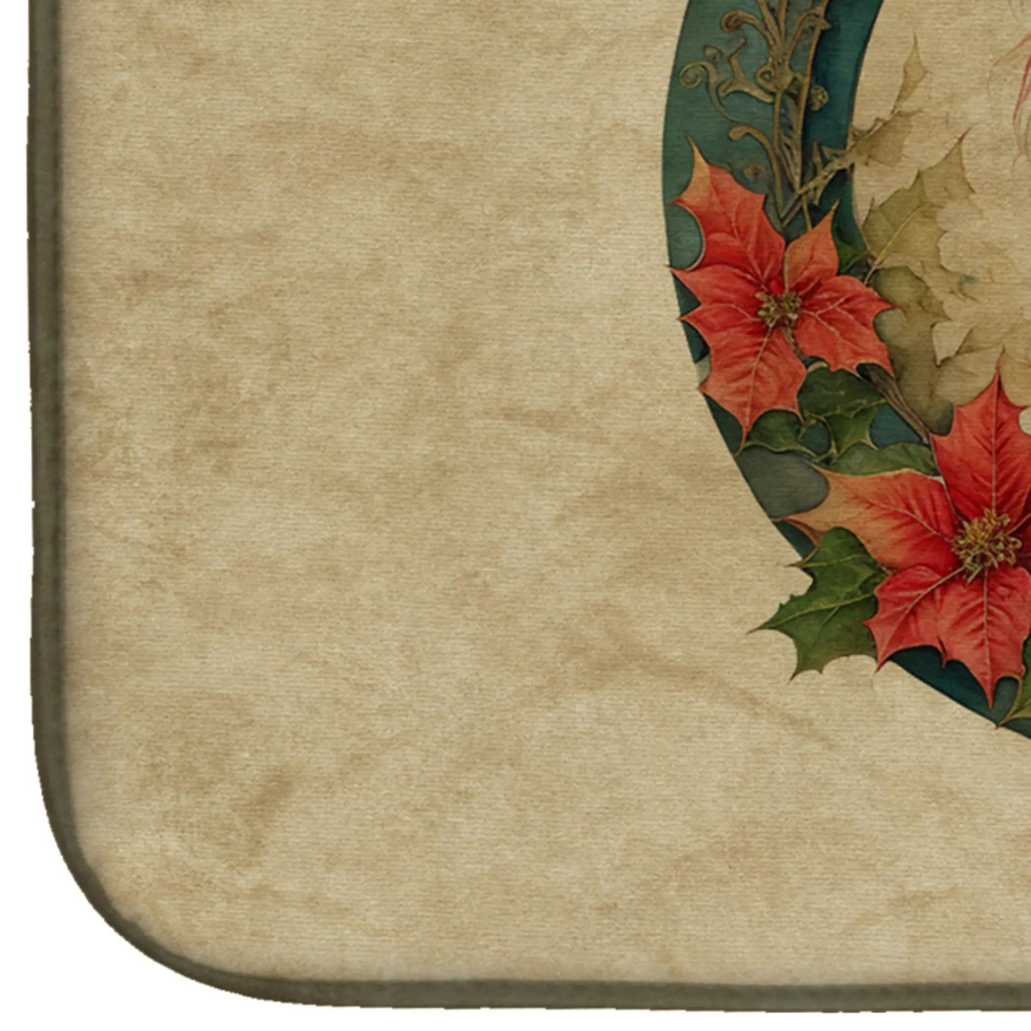 Chinese Crested Christmas Flowers Dish Drying Mat Caroline's Treasures