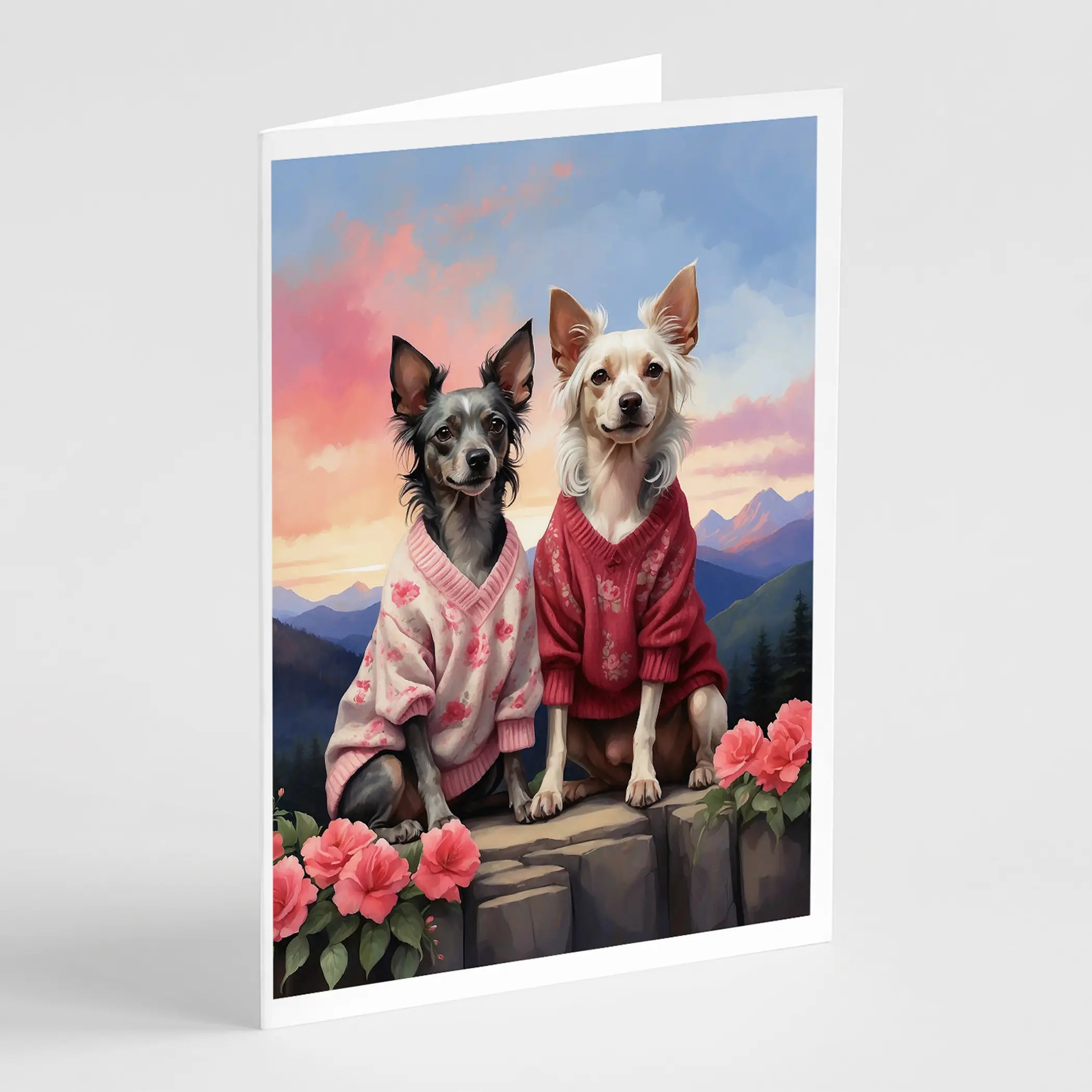 Chinese Crested Two Hearts Greeting Cards Pack of 8 Caroline's Treasures
