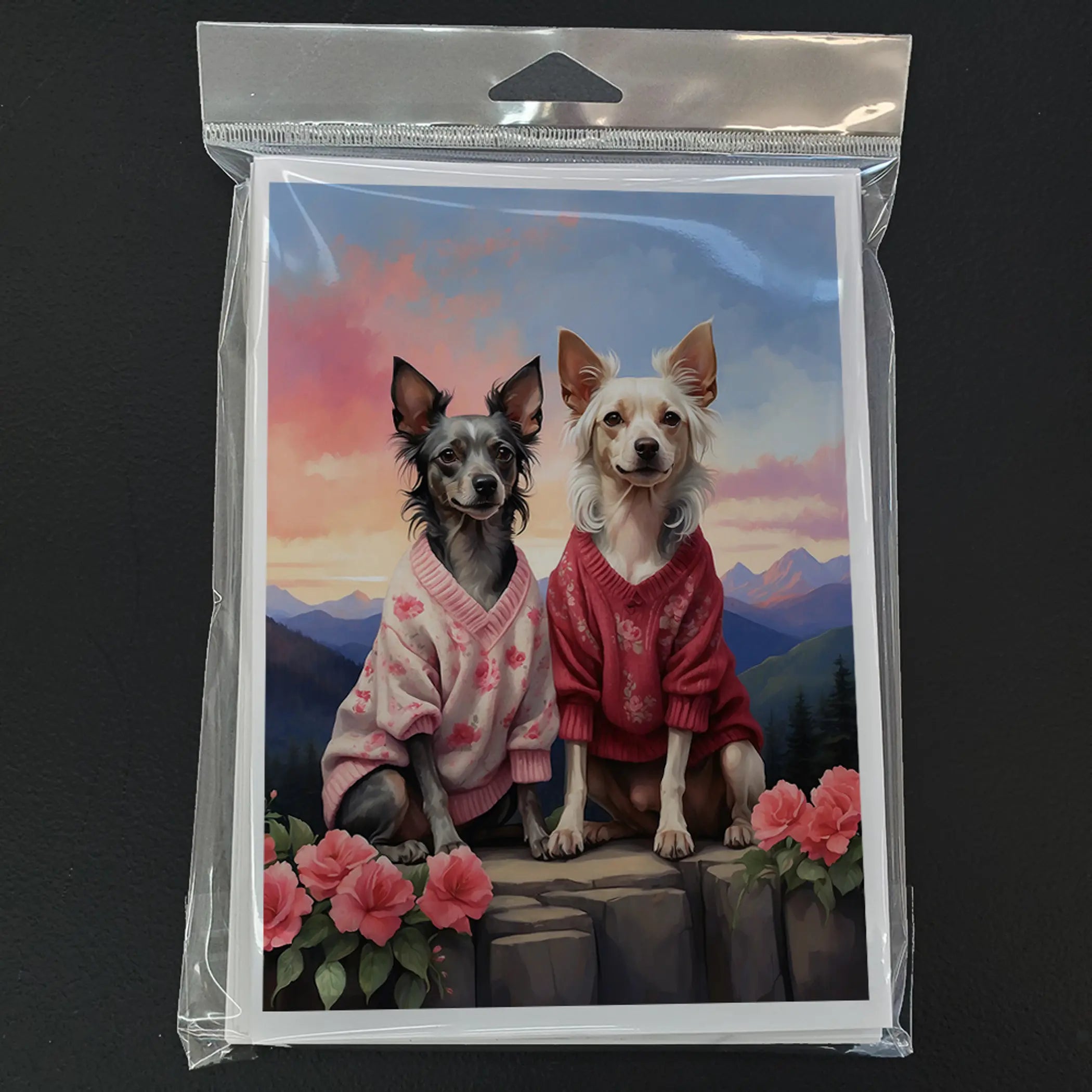 Chinese Crested Two Hearts Greeting Cards Pack of 8 Caroline's Treasures