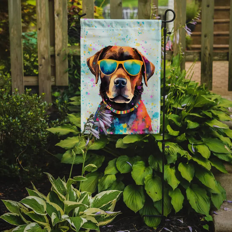 Chocolate Labrador Hippie Dawg Garden Flag Caroline's Treasures