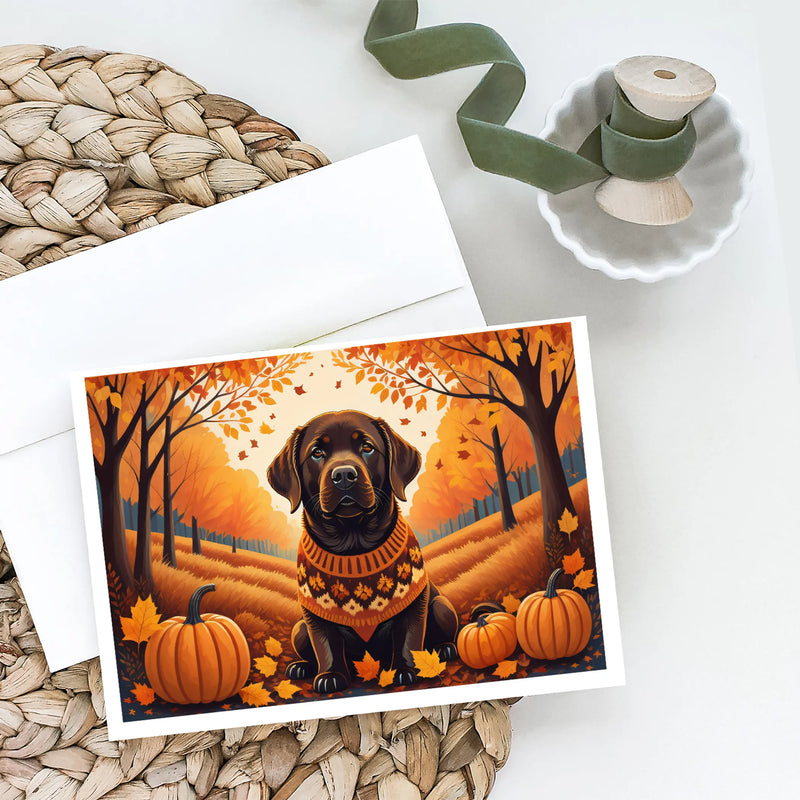 Chocolate Labrador Retriever Fall Greeting Cards Pack of 8 Caroline's Treasures