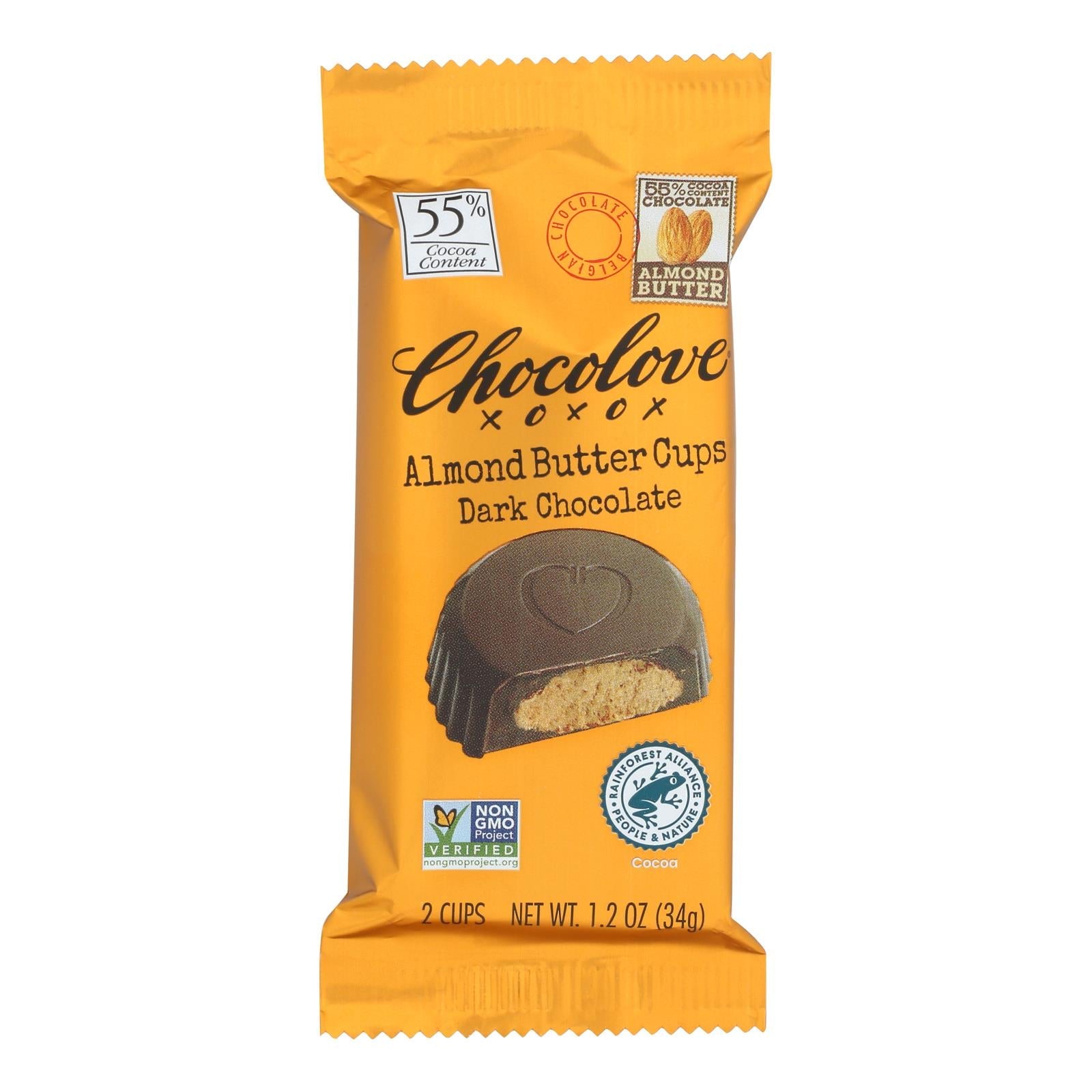 Chocolove - Cup Almond Butter Dark Chocolate - Case Of 10-1.2 Ounces Chocolove