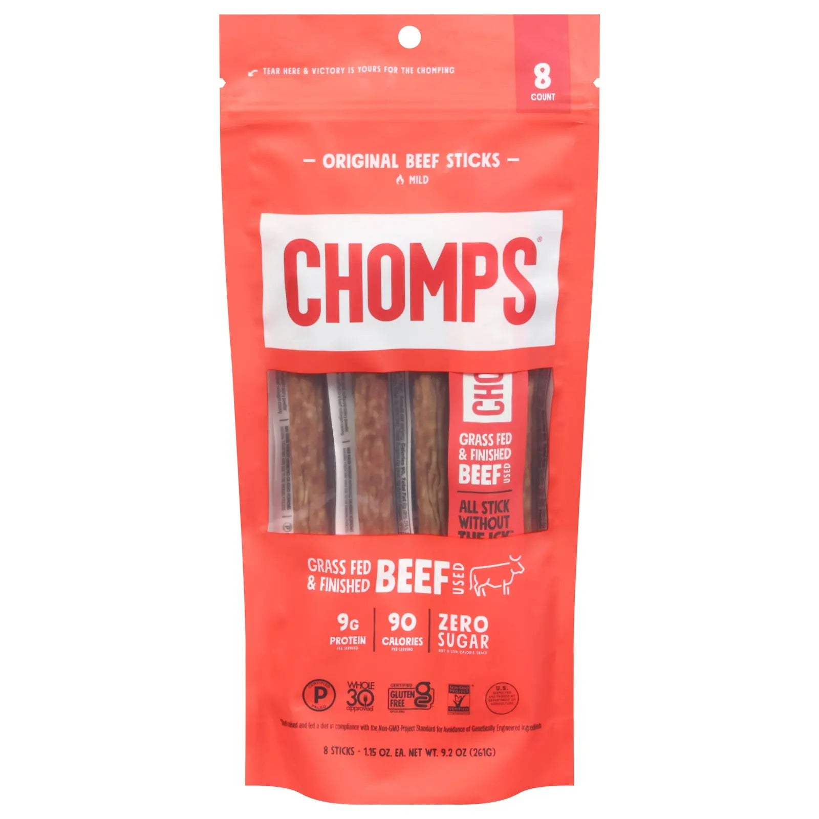 Chomps - Beef Sticks Original - Case Of 8-8/1.15 Z - GreatEagleInc