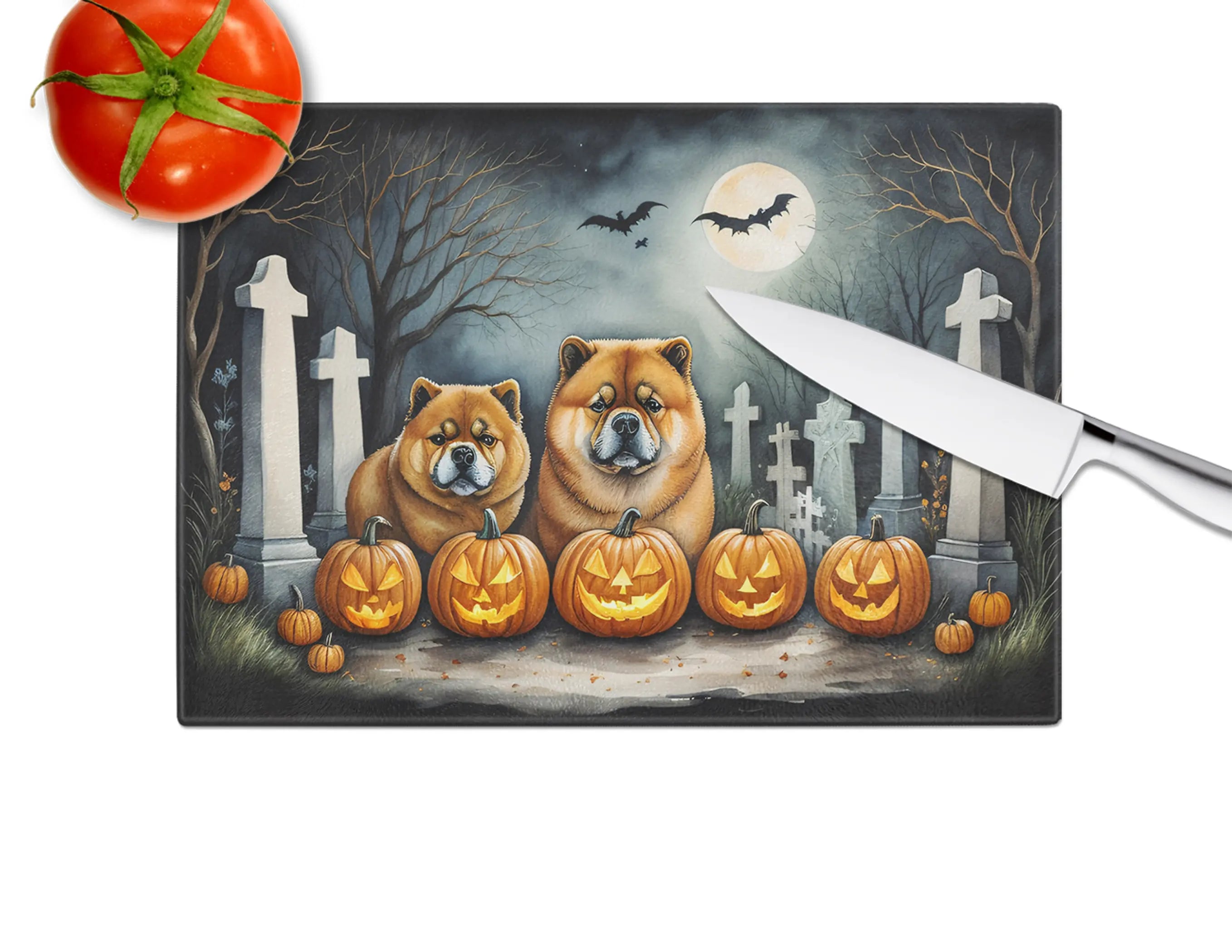 Chow Chow Spooky Halloween Glass Cutting Board Caroline's Treasures
