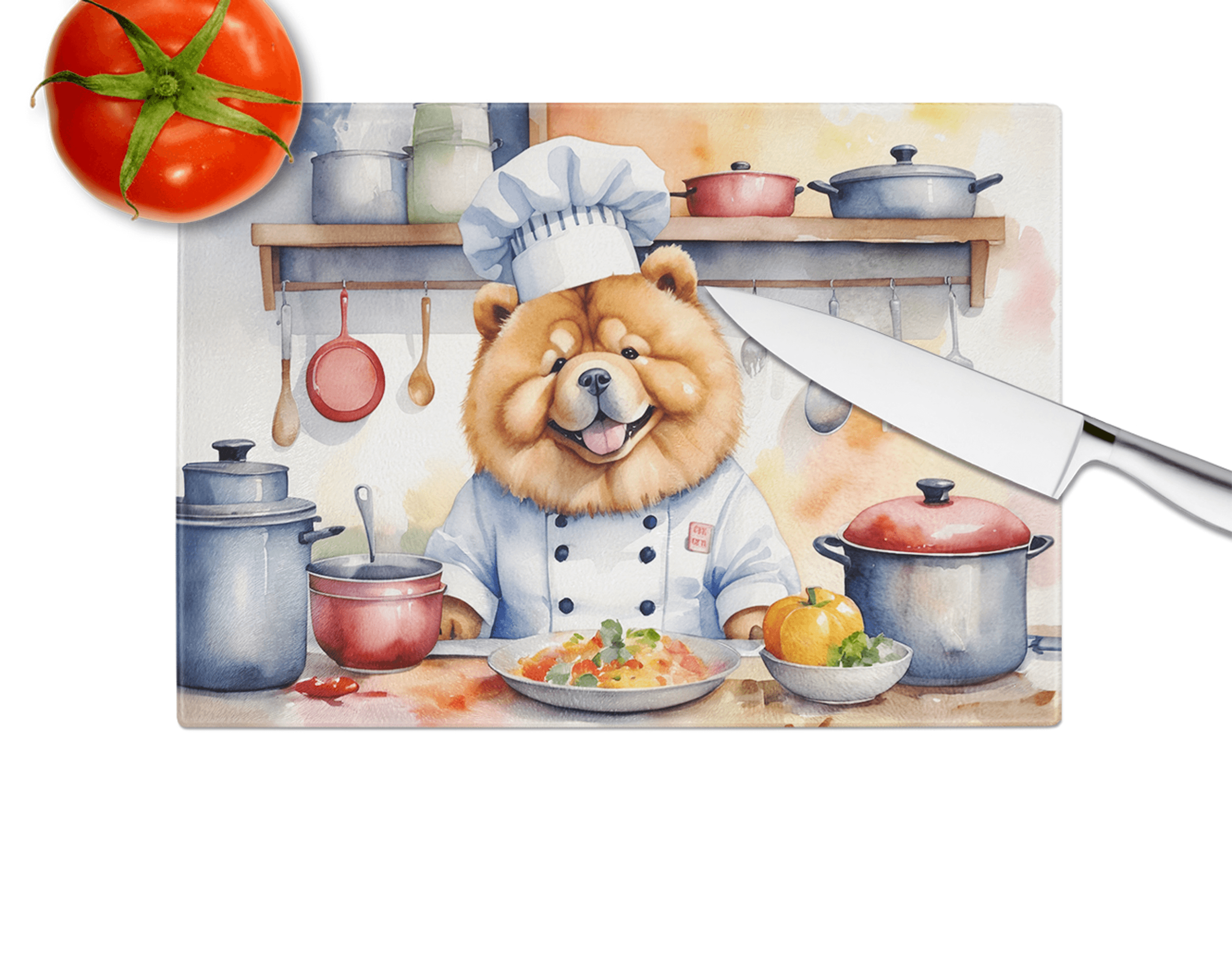 Chow Chow The Chef Glass Cutting Board Caroline's Treasures